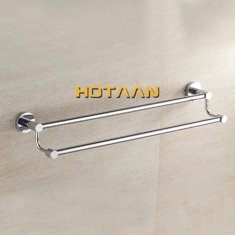 porte serviettes mural chrome acier inoxydable double barres 60cm moderne vis incluscléallen