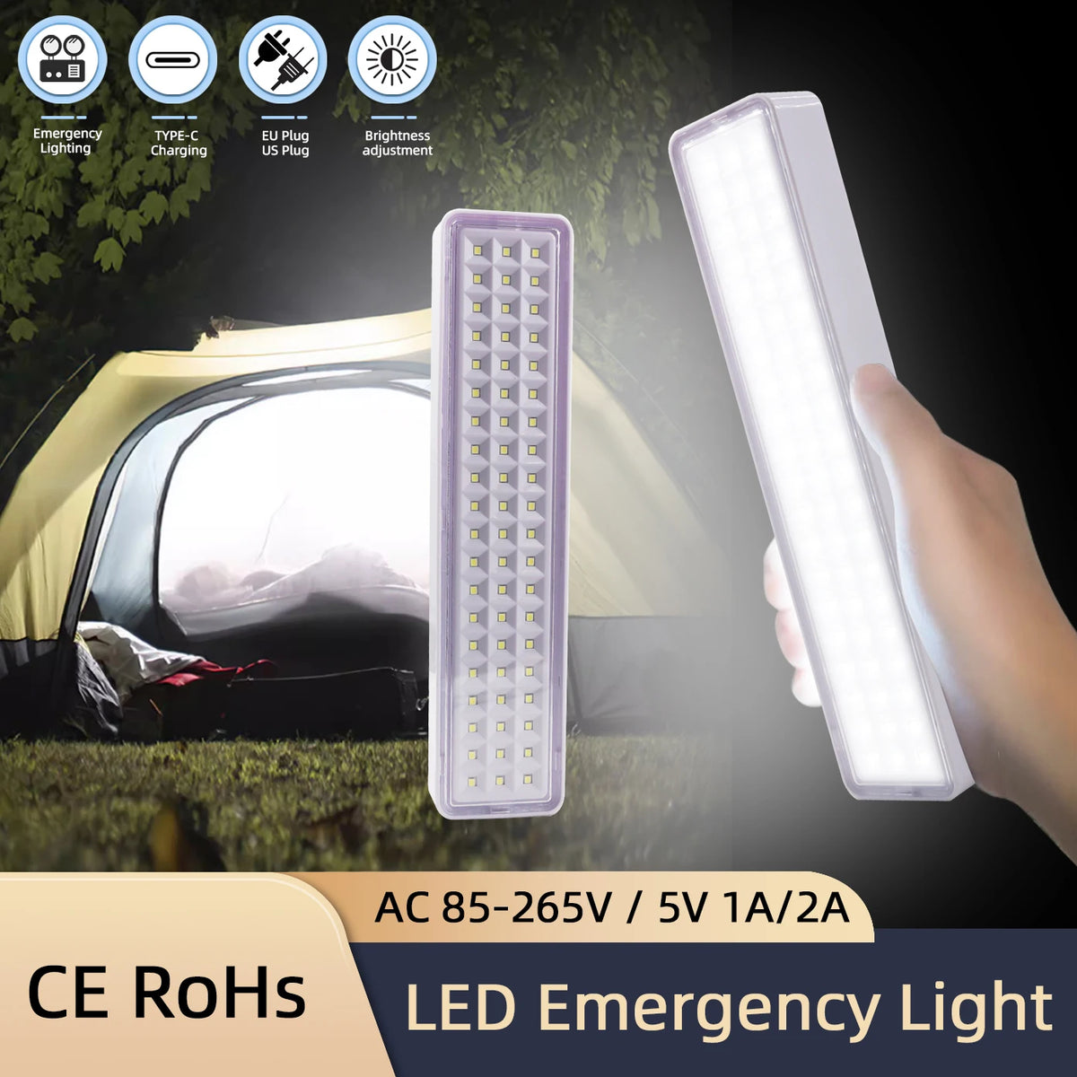 lampe d'urgence led rechargeable adhésive blanc moderne câble usb prise eu us