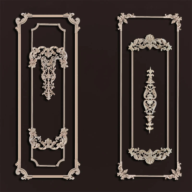 ornement décoratif bois blanc baroque fleurs feuillage classique fixations invisibles
