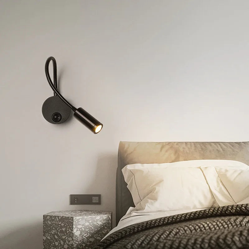lampe murale led noire ronde moderne minimaliste interrupteur câble électrique