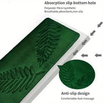tapis bain mousse mémoire forme antidérapant machine lavable doux feuilles stylisées moderne vert foncé