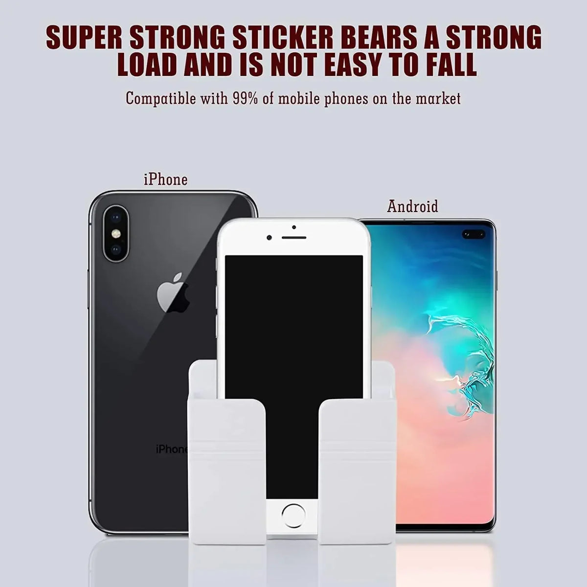 support téléphone portable blanc moderne adhésif rack stockage pratique suppléments