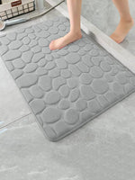 tapis bain moderne marron noir bordeaux bleu clair texture galets polyester antidérapant absorbant