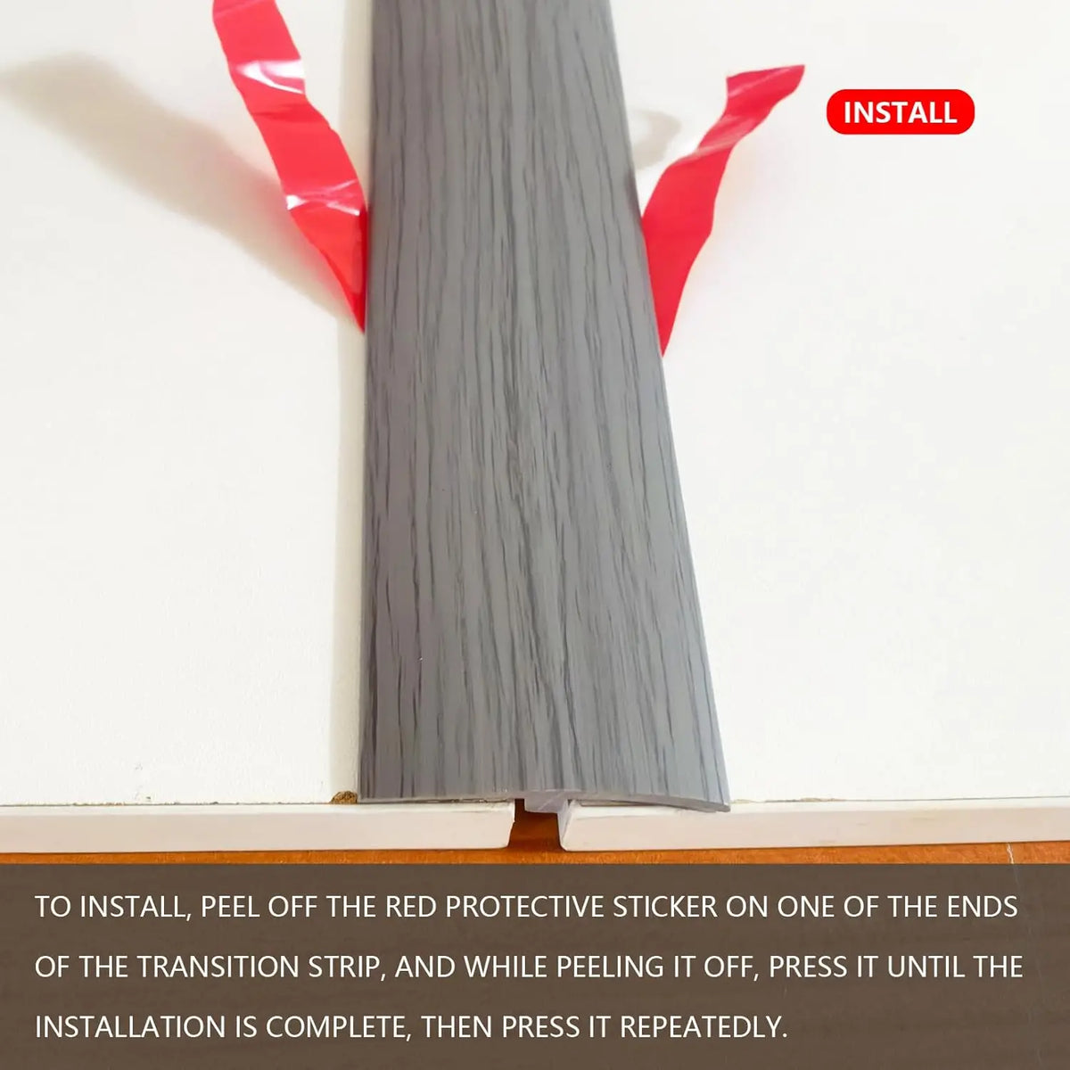 bande transition sol PVC 1m large 5cm adhésive moderne lisse bois gravé beige brun