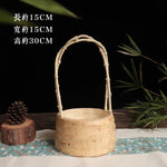 panier decoratif japonais bois texturé plateau rangement vert beige rustic champetre asiatique