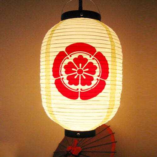 lanterne japonaise artisanale fleurs symboles traditionnels blanc rouge noir opaqueness festivalDecoration