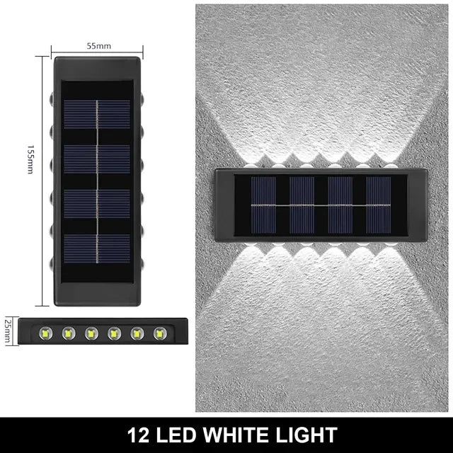 lampe solaire murale 12 led noir bleu panneau solaire moderne minimaliste adhésif double face