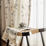 rideau moderne beige motif bambou noir salon chambre maison tissu opaque rustique
