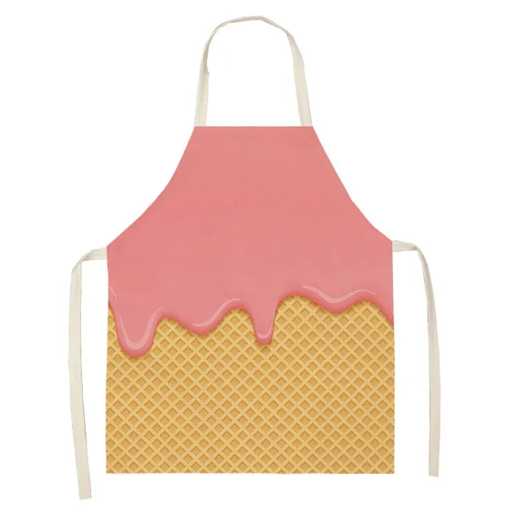 tablier cuisine femme coton lin motif dessert moderne cordon ajustable maison cuisine