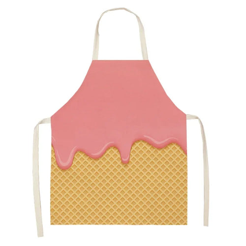 tablier cuisine femme coton lin motif dessert moderne cordon ajustable maison cuisine