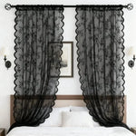 rideau dentelle florale romantique shabby chic polyester translucide fenêtre salon cuisine 75x114cm 75x183cm 75x244cm