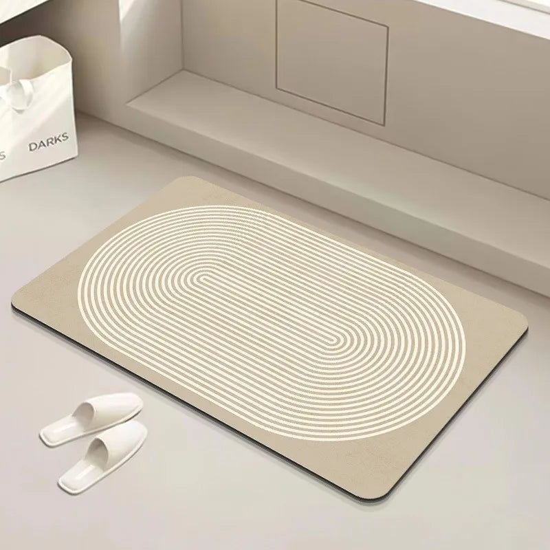 tapis sol salle bain diatomée beige absorbant moderne antidérapant séchage rapide intérieur