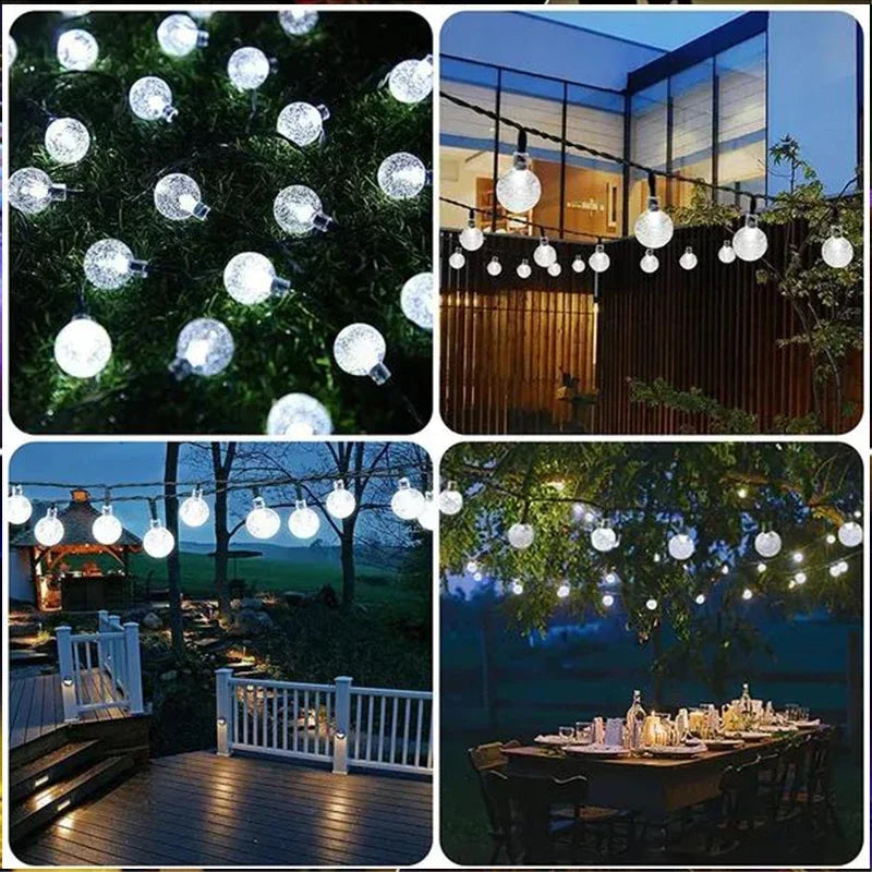 guirlande lumineuse multicolore blanc chaud translucides modernes clips modes solaire extérieure patio jardin