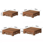 support bois naturel marron foncé traditionnel artisanal objets decoratifs grille tailles 8cm 10cm 12cm
