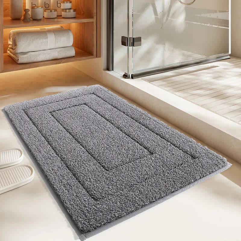 tapis bain microfibre beige blanc bleu marine gris doux rectangulaire absorbant antidérapant moderne