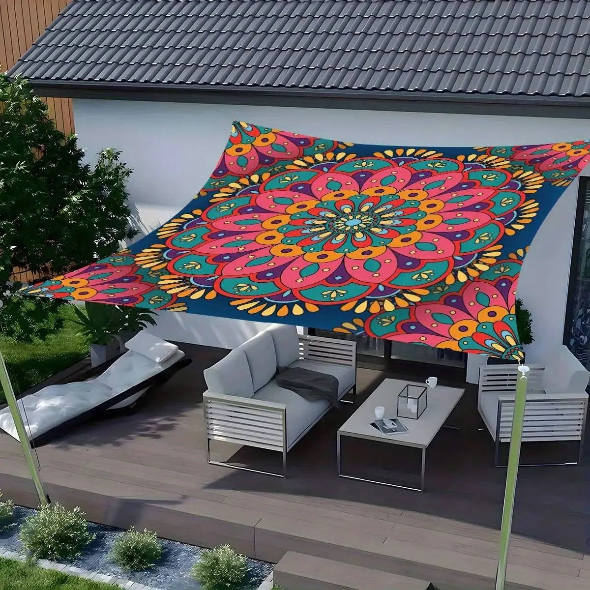 tapis plage bohème mandala ethnique multicolore tringle extérieur pique nique