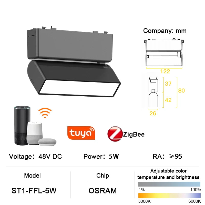luminaire led rail magnétique noir moderne système éclairage intelligent intérieur ultra mince