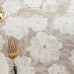 nappe table transparente fleurs blanches moderne romantique réutilisable maison fête 140x200cm