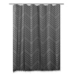 rideau douche moderne polyestère blanc beige gris foncé chevron frange tringle opacité variable respectueux