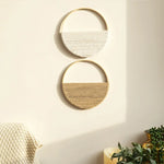 décorations murales bohèmes demi cercle cordage texturé blanc beige doré minimaliste