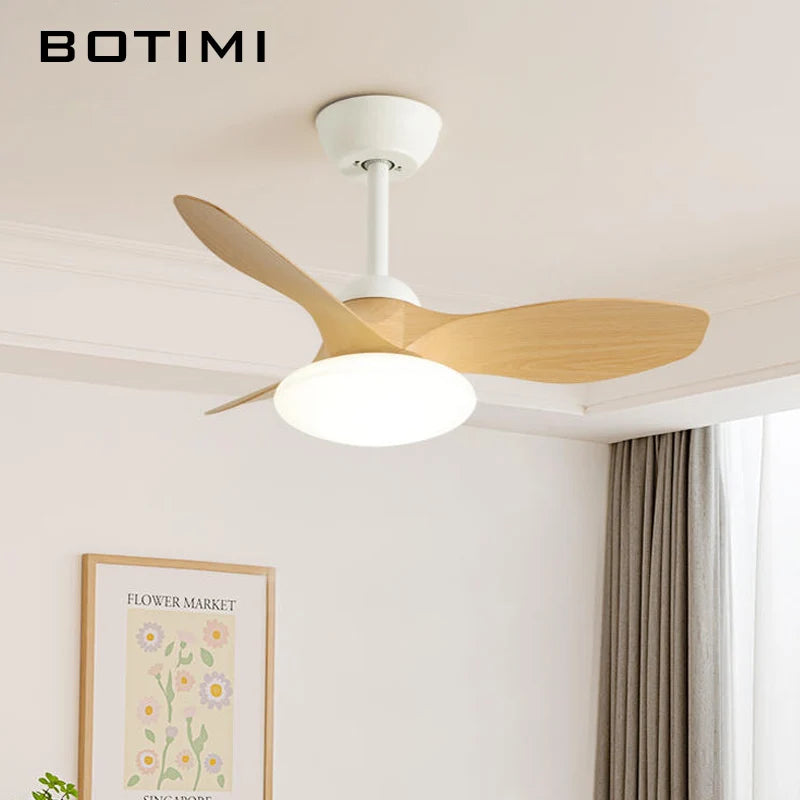 ventilateur moderne lumière led télécommande bois naturel moderne
