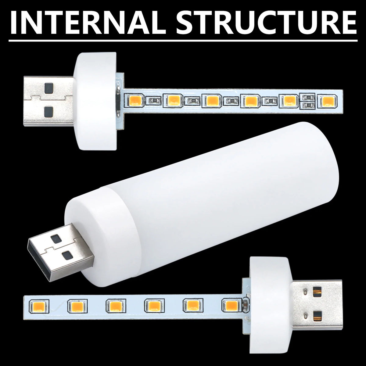 lampe led usb blanc jaune flamme stylisée moderne minimaliste 360 degrés 50000 heures