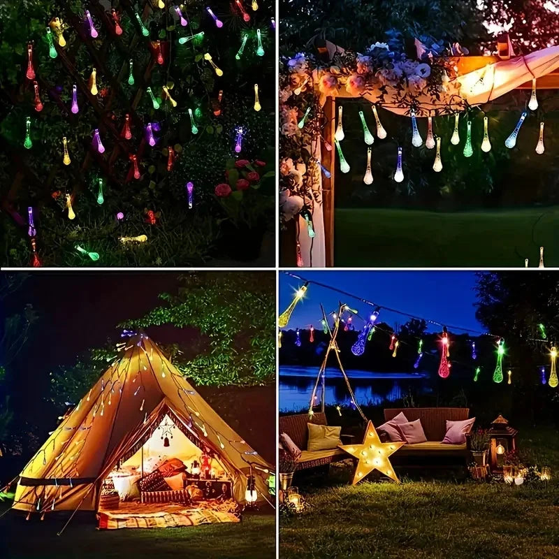 guirlande lumineuse solaire multicolore translucides 20 led 30 led 50 led moderne extérieure jardin