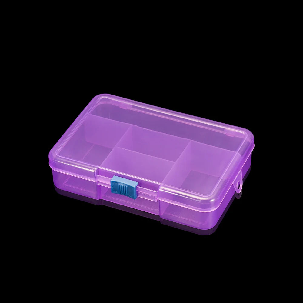 boîte rangement bijoux transparente rose bleu violet poignée compartiments plastique moderne pratique
