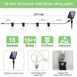 guirlande lumineuse solaire extérieure 15m 25 ampoules led jaunes télécommande