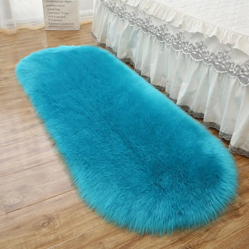 tapis ovale peluche douce moderne beige blanc rose gris bleu