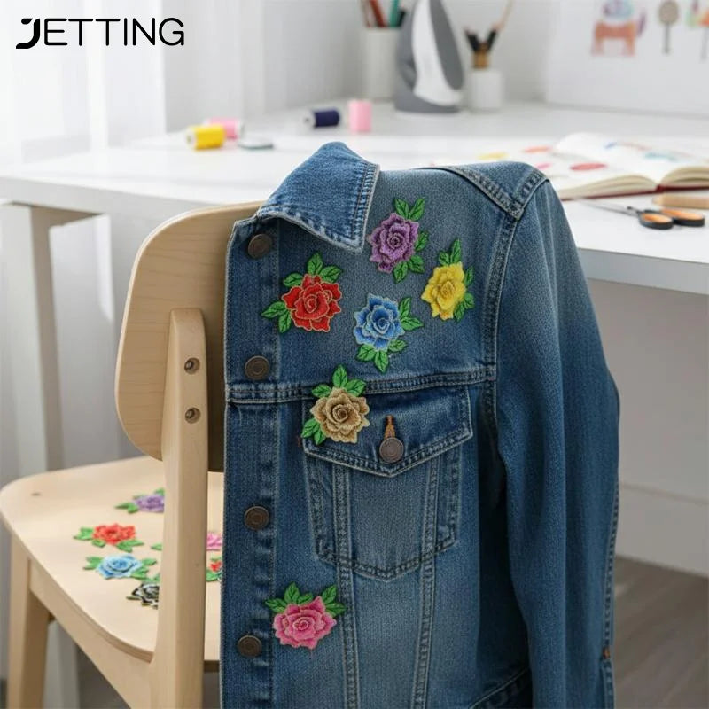 broderies 3D fleurées nylon opaque couture DIY femmes artisanal bleu vert rose jaune