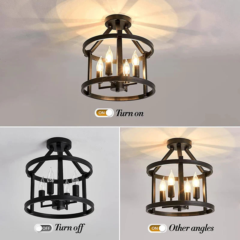 lampe industrielle noir barres horizontales fer forgé éclairage cuisine salon