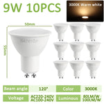 projecteur led gu10 9w blanc moderne 120 degrés 3000k 4000k 6000k transparent salon