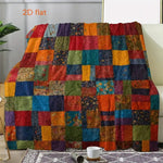 couverture patchwork multicolore moderne motif géométrique polyester lavable maison voyage 150x130cm