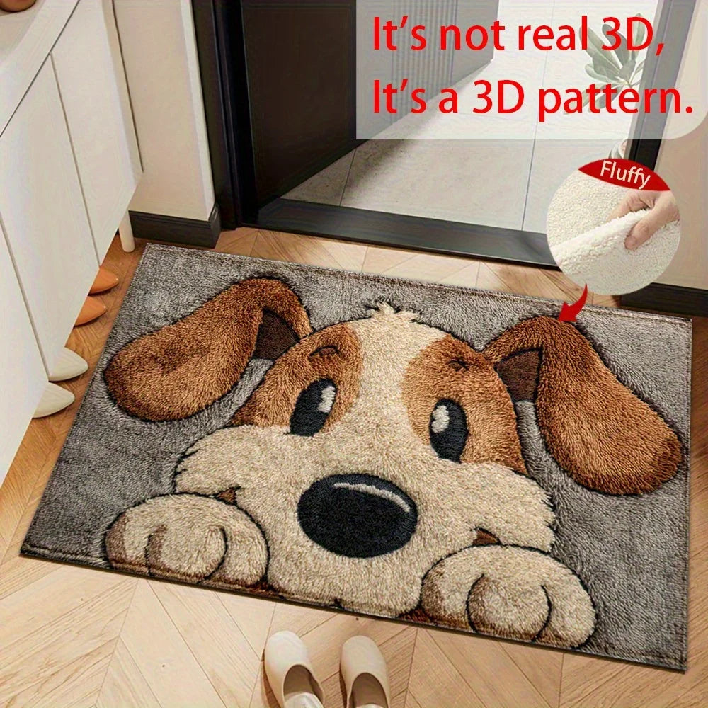 tapis gris chien doux anti dérapant maison salle bain 60x90cm