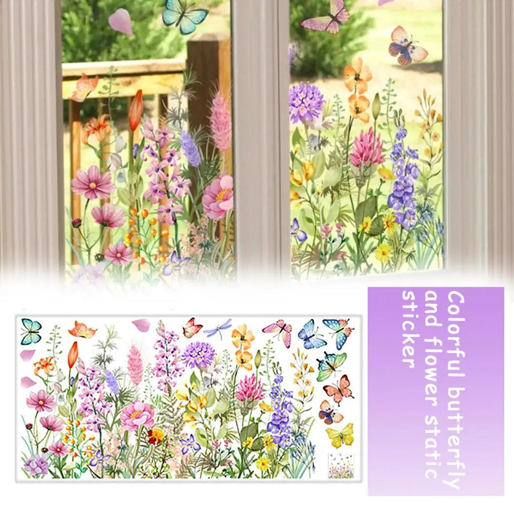 stickers muraux multicolores fleurs papillons adhésifs décoration maison chambre art floral