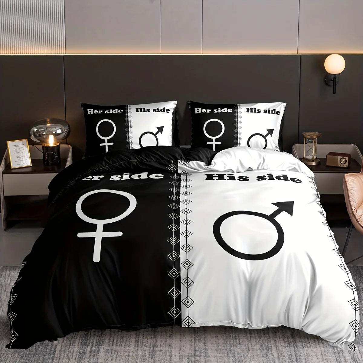 Housse de couette couronne jaune avec taies d'oreiller