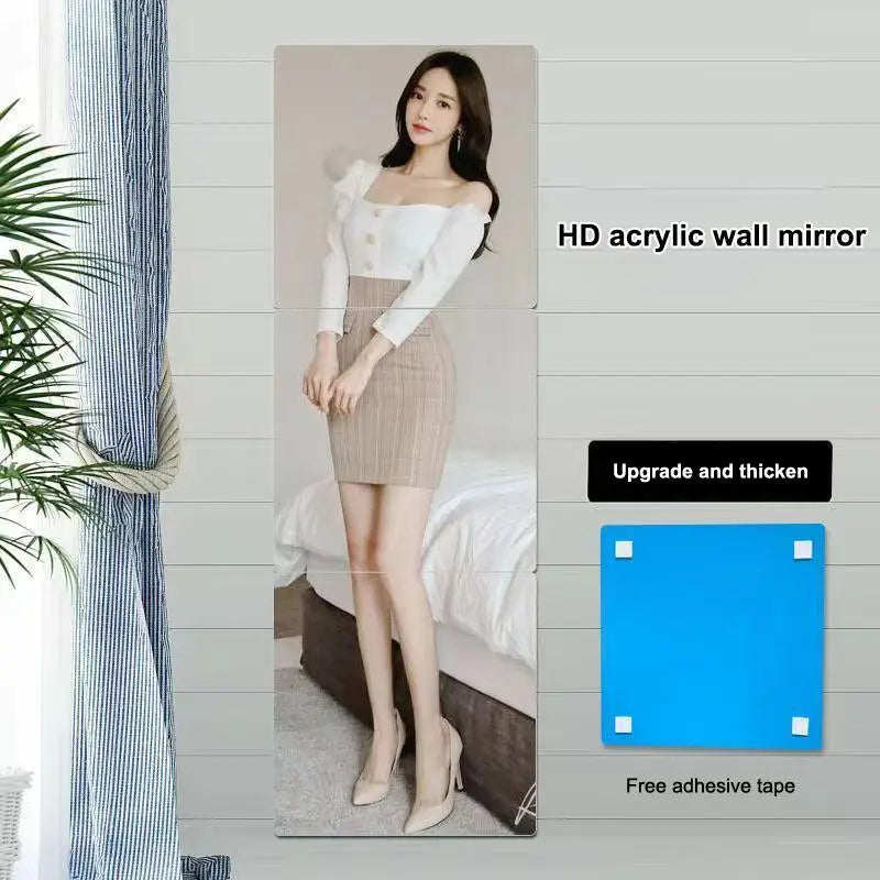 miroir mural moderne marbre blanc gris adhésif vinyle chambre décoration DIY