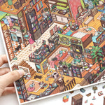 puzzle multicolore maison isométrique pieces puzzle opaques illustrations détaillées artisanal scrapbooking