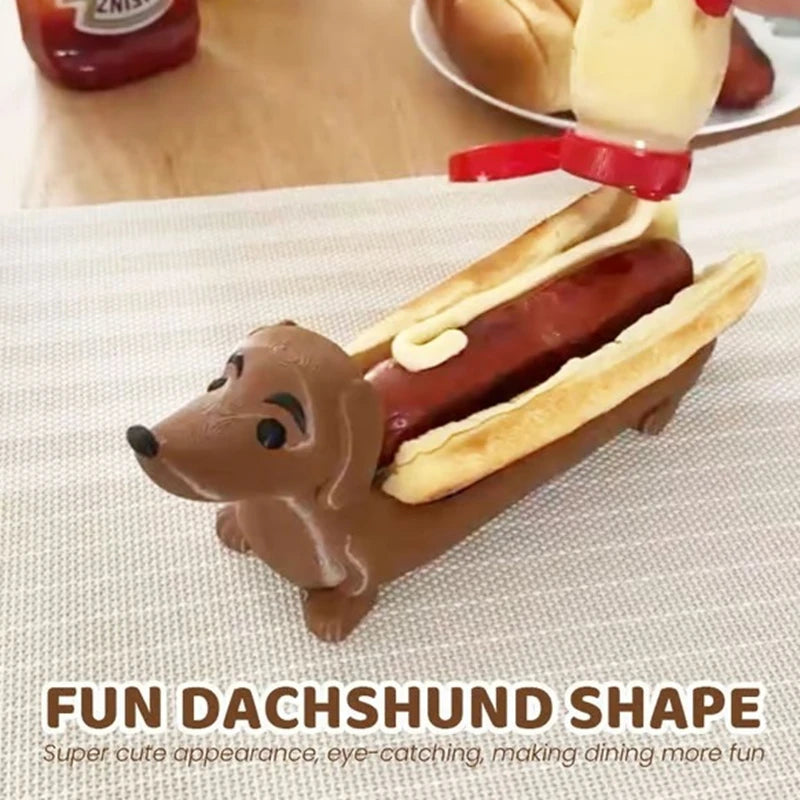 support hot dog chien marron beige noir imprimé créatif fun ketchup mayonnaise