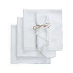 serviettes table vert foncé beige rose blanc uni franges rustique cuisine domestique