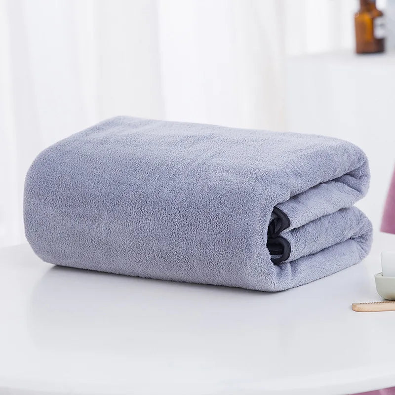 serviette bain absorbante séchage rapide gris rose microfibre corail fleec uni moderne large