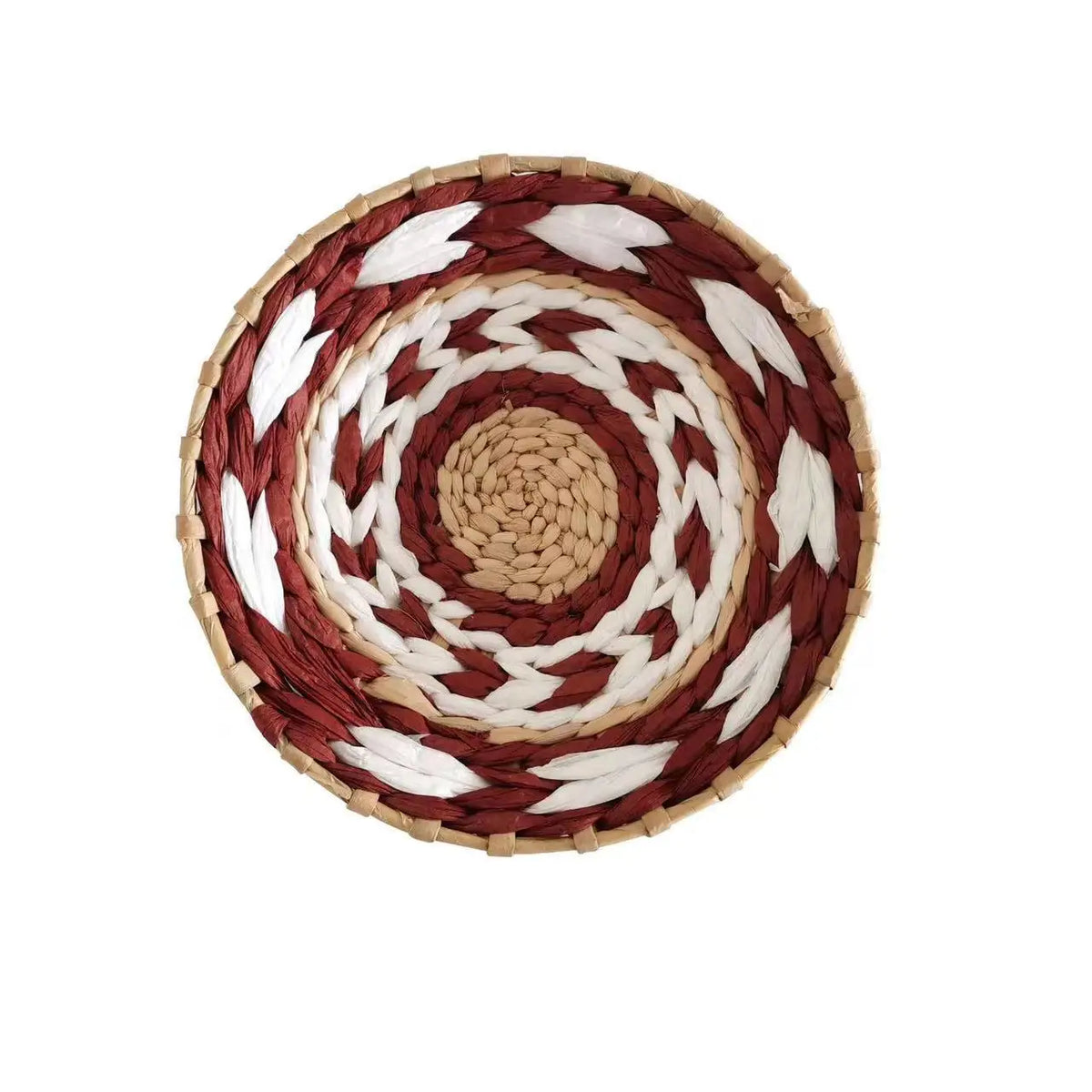 assiette décorative ethnique boho chic motif zigzag couleur naturelle mur cuisine salon maison rustique