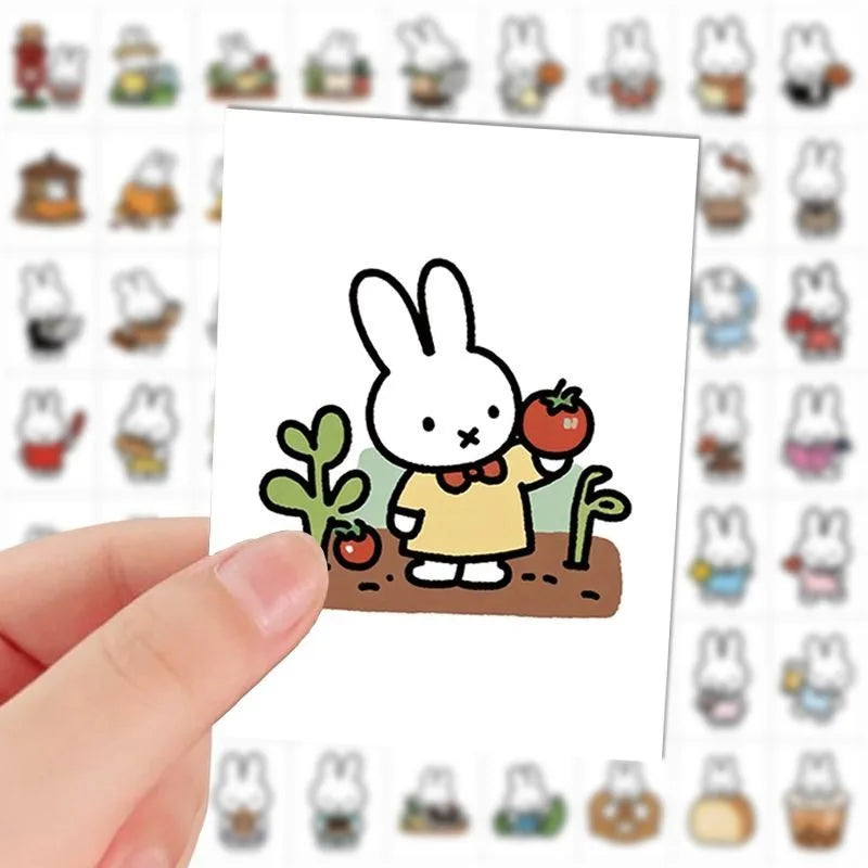 sticker autocollant dessin animé simple mignon lapin fruit légume maison accessoire pack 72pcs opacité