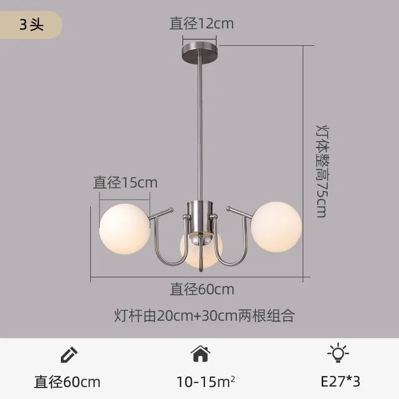 lampe suspendue moderne sphères lumineuses blanc chrome vitrail semi encastré