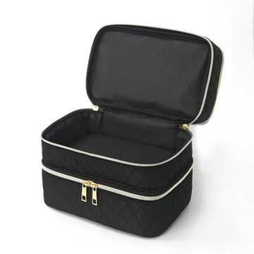 sac rangement multifonction noir rose blanc compartiments zippés élastiques organisation voyage trousse multifonctionnelle matelasséeporte