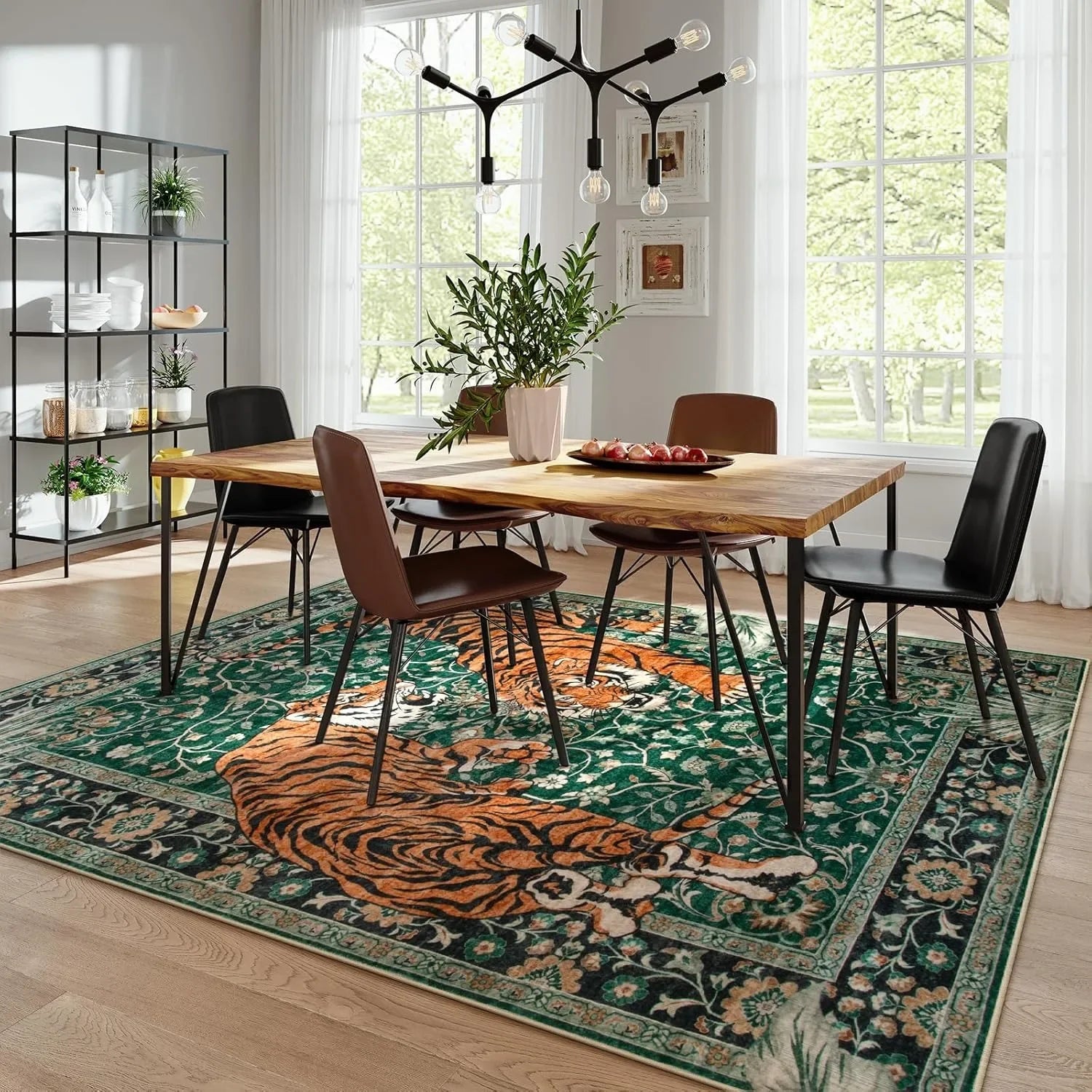 Tapis tigre rectangle salon