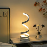 lampe table spirale blanche moderne veilleuse aluminium base plate trois couleurs réglable flux lumineux