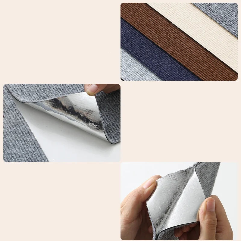 tapis autocollants 30x30cm gris marron carreaux géométriques moderne insonorisants intérieur chambre salon