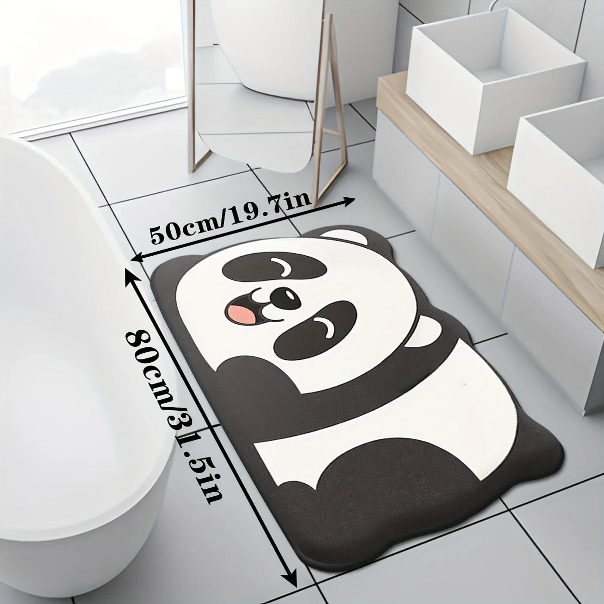 tapis bain moderne motif panda noir blanc absorbant 40x60cm 50x80cm